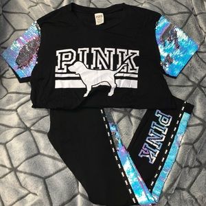 RARE SWIFT SEQUIN VS PINK LEGGING SET SIZE S!!!!